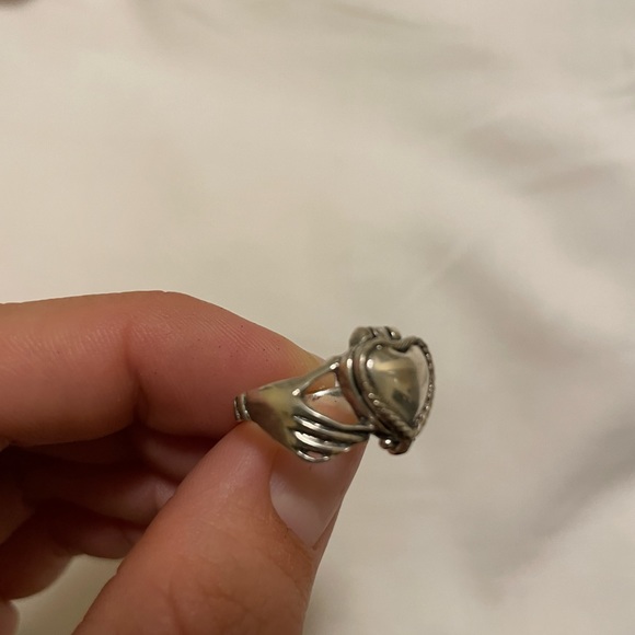 Vintage Victorian Heart Poison Box Statement Ring 925 Sterling Silver Size 7.5 - Picture 2 of 15